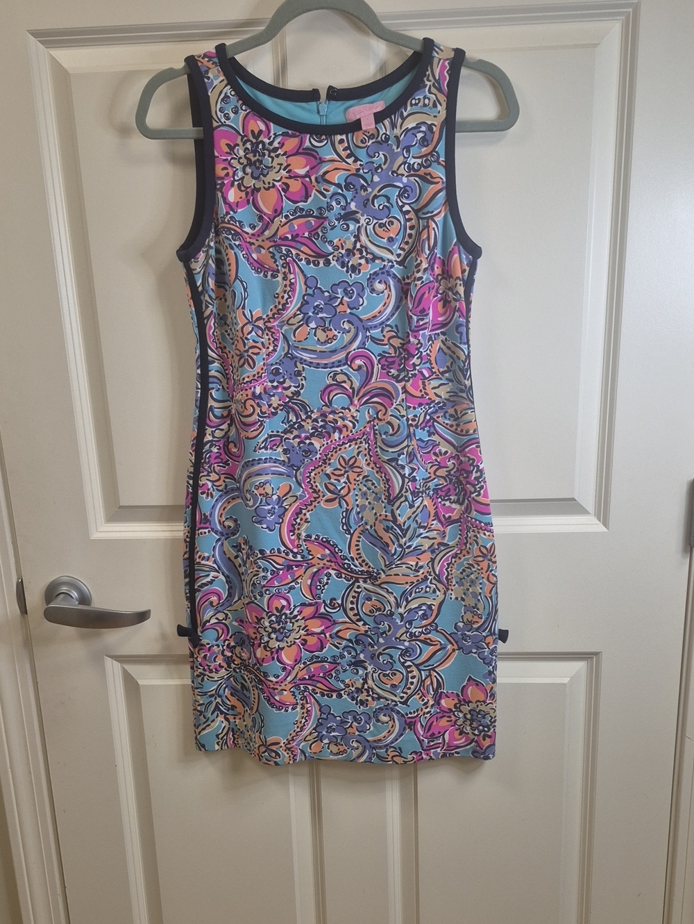Lilly Pulitzer Sleeveless Paisley Floral Midi Dress in Blue, Pink & Black Sz S - Picture 1 of 2